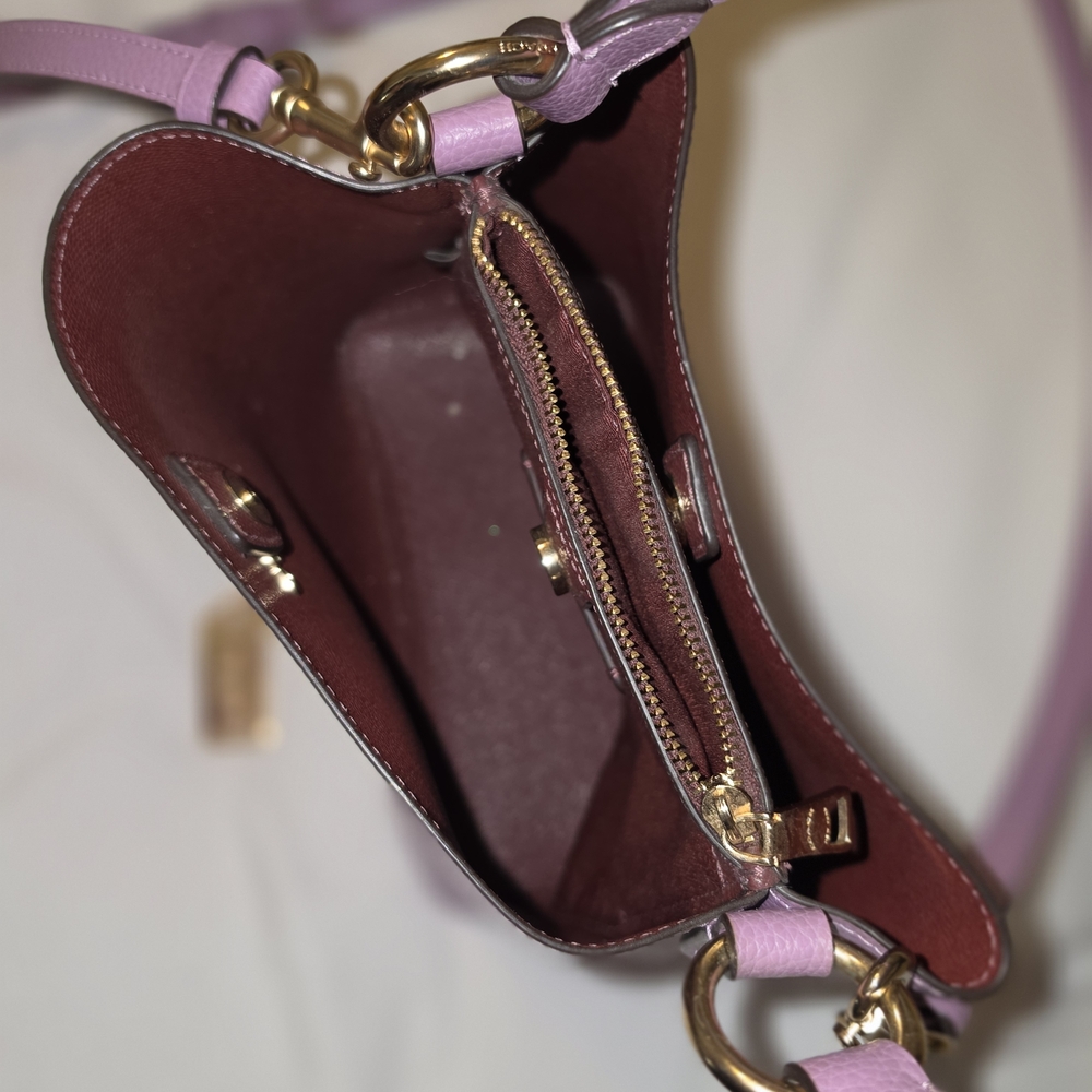Coach Lavender Pebbled Leather Crossbody Bucket Bag with Gold Hardware - Picture 2 of 2